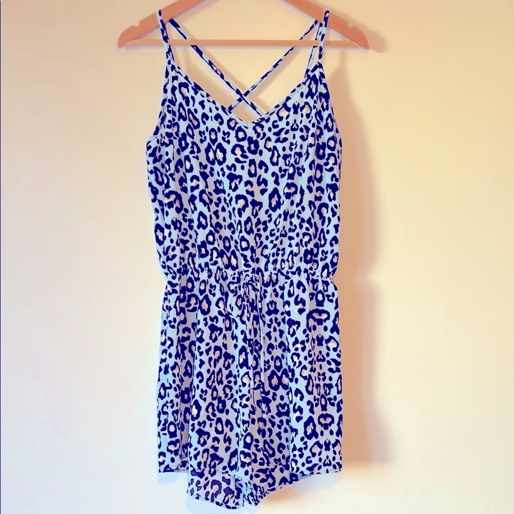 CY Fashion Boutique Animal Print Criss Cross Strap Romper